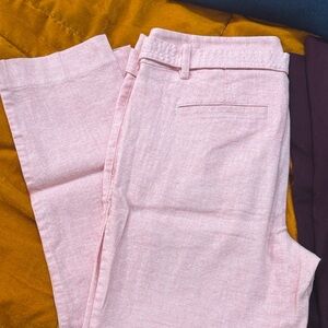 LOFT Pink Cropped Pants with Belt